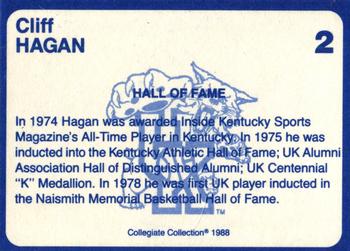 1988-89 Kentucky's Finest Collegiate Collection #2 Cliff Hagan Back