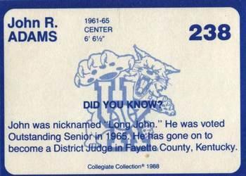 1988-89 Kentucky's Finest Collegiate Collection #238 John R. Adams Back