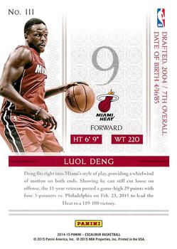 2014-15 Panini Excalibur #111 Luol Deng Back