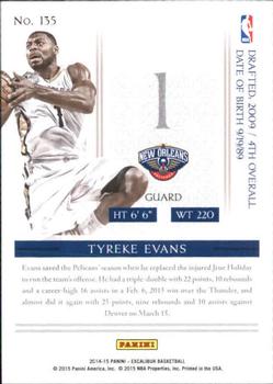 2014-15 Panini Excalibur #135 Tyreke Evans Back