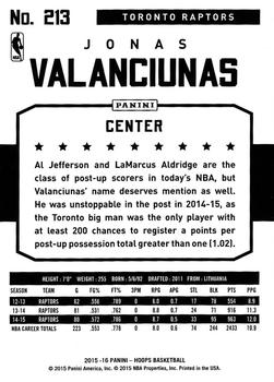 2015-16 Hoops #213 Jonas Valanciunas Back