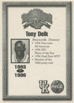 1999 Coca-Cola Kentucky Wildcats Team of the Decade #NNO Tony Delk Back