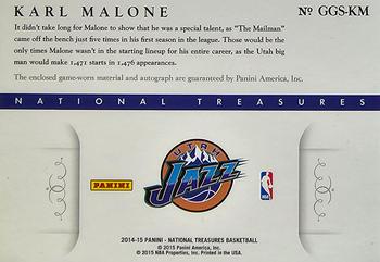 2014-15 Panini National Treasures - NBA Game Gear Signatures #GGS-KM Karl Malone Back