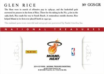 2014-15 Panini National Treasures - NBA Game Gear Signatures #GGS-GR Glen Rice Back