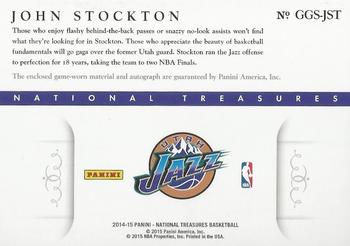 2014-15 Panini National Treasures - NBA Game Gear Signatures #GGS-JST John Stockton Back