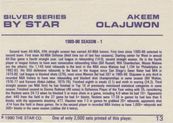 1990-91 Star Silver Series #13 Akeem Olajuwon Back