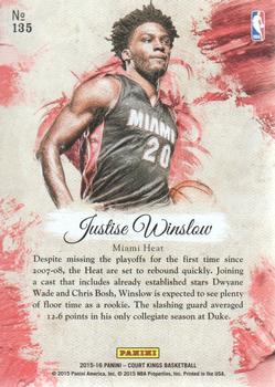 2015-16 Panini Court Kings #135 Justise Winslow Back