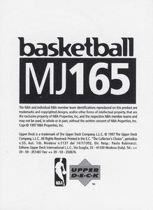 1997-98 Upper Deck NBA Stickers (European) #MJ165 Michael Jordan Back