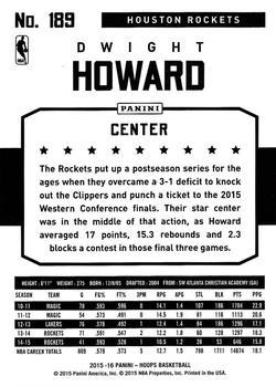 2015-16 Hoops - Gold #189 Dwight Howard Back