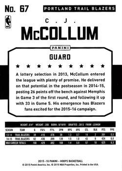 2015-16 Hoops - Blue #67 C.J. McCollum Back