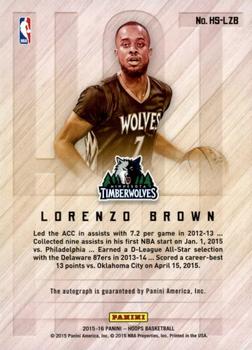 2015-16 Hoops - Hot Signatures #HS-LZB Lorenzo Brown Back