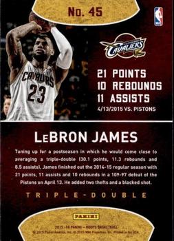 2015-16 Hoops - Triple-Double #45 LeBron James Back