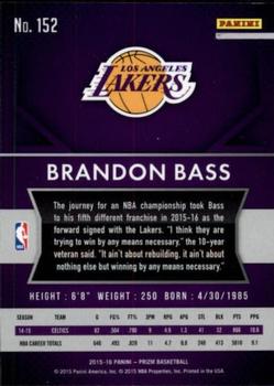 2015-16 Panini Prizm #152 Brandon Bass Back