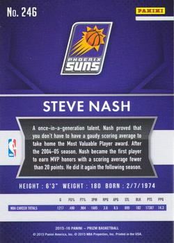 2015-16 Panini Prizm #246 Steve Nash Back