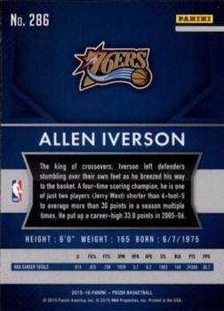 2015-16 Panini Prizm #286 Allen Iverson Back