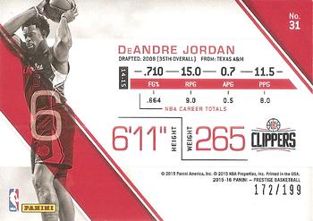 2015-16 Panini Prestige - Bonus Shots Red #31 DeAndre Jordan Back