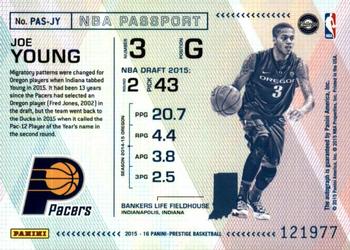 2015-16 Panini Prestige - NBA Passport #PAS-JY Joe Young Back