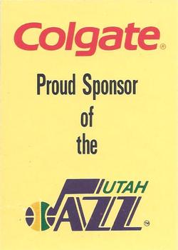 1990 Hoops Team Night Utah Jazz #NNO Colgate Toothpaste Back