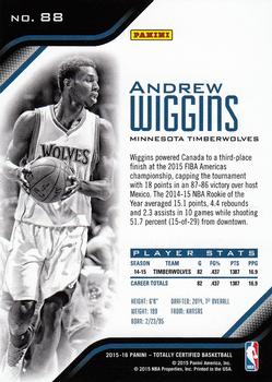 2015-16 Panini Totally Certified #88 Andrew Wiggins Back