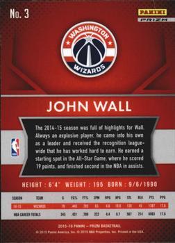 2015-16 Panini Prizm - Orange Wave Prizms #3 John Wall Back