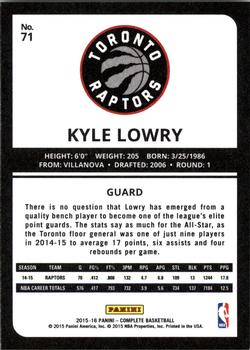 2015-16 Panini Complete - Silver #71 Kyle Lowry Back