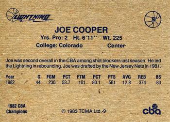 1982-83 TCMA Lancaster Lightning CBA #9 Joe Cooper Back