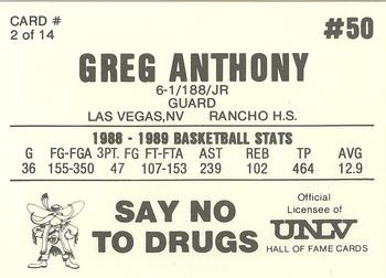 1989-90 Hall of Fame Cards UNLV Runnin' Rebels Police #2 Greg Anthony Back