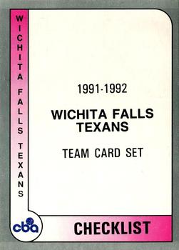 1991-92 ProCards CBA #24 Wichita Falls Texans Checklist Front