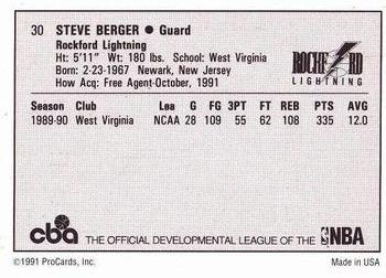 1991-92 ProCards CBA #30 Steve Berger Back