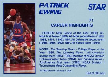 1992-93 Star Stellar #71 Patrick Ewing Back