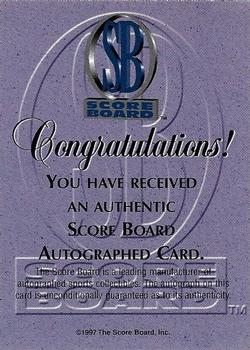1997-98 Score Board Autographed - 1997 Rookies Silver #NNO Walter McCarty Back