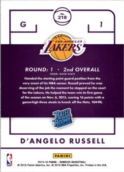 2015-16 Donruss #218 D'Angelo Russell Back