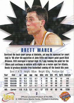 1996 Futera NBL #2 Brett Maher Back