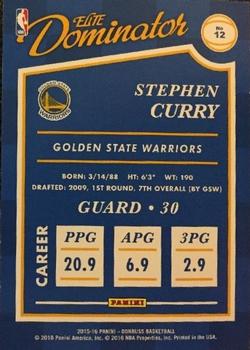 2015-16 Donruss - Elite Dominator Veterans #12 Stephen Curry Back