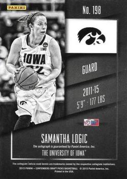 2015 Panini Contenders Draft Picks - College Playoff Ticket #198 Samantha Logic Back