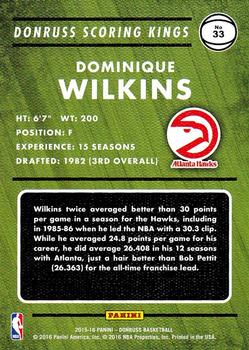 2015-16 Donruss - Scoring Kings #33 Dominique Wilkins Back