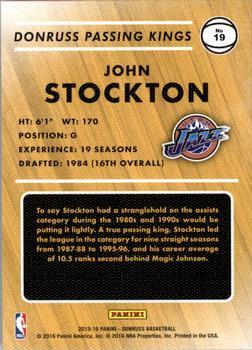 2015-16 Donruss - Passing Kings Press Proof Black #19 John Stockton Back