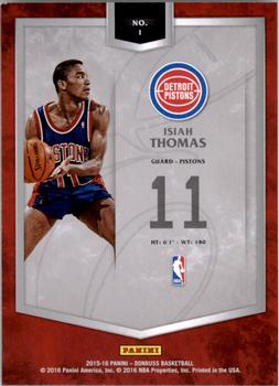 2015-16 Donruss - Elite Elite Series #1 Isiah Thomas Back