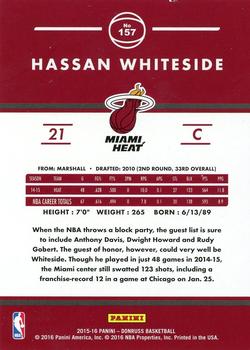 2015-16 Donruss - Statline Rebounds #157 Hassan Whiteside Back