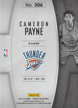 2015-16 Panini Threads #206 Cameron Payne Back