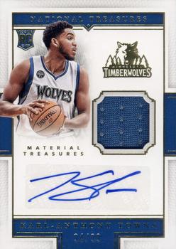 2015-16 Panini National Treasures - Material Treasures Signatures #MTS-KT Karl-Anthony Towns Front