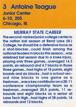 1992-93 Murray State Racers #NNO Antoine Teague Back