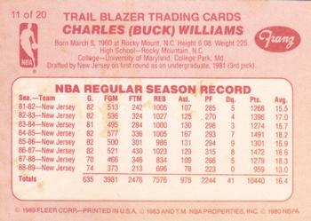 1989-90 Fleer Franz Portland Trail Blazers #11 Buck Williams Back