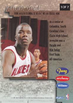 1996-97 SkyBox Premium Franz Portland Trail Blazers #1 Jermaine O'Neal Back