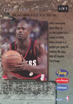 1996-97 SkyBox Premium Franz Portland Trail Blazers #6 Isaiah Rider Back