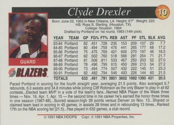 1991-92 Franz Portland Trail Blazers #10 Clyde Drexler Back