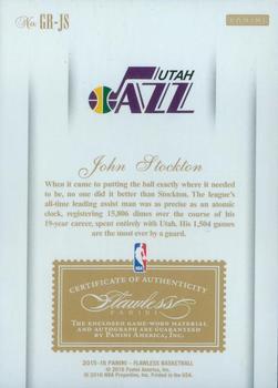 2015-16 Panini Flawless - Greats Dual Memorabilia Autographs Sapphire #GR-JS John Stockton Back