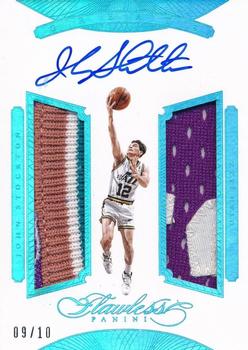 2015-16 Panini Flawless - Greats Dual Memorabilia Autographs Sapphire #GR-JS John Stockton Front