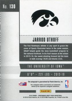 2016 Panini Contenders Draft Picks - College Ticket Autographs Variations Draft Ticket #130 Jarrod Uthoff Back