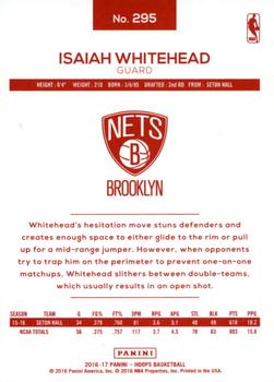 2016-17 Hoops - Red Back #295 Isaiah Whitehead Back